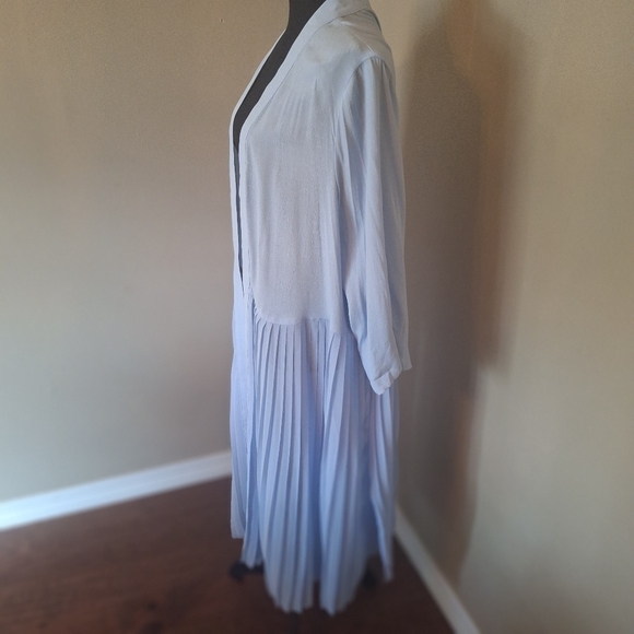 Roaman's Other - Powder Blue Bohemian Daydream Long Sheer Pleated Cardigan Kimono 18/20
